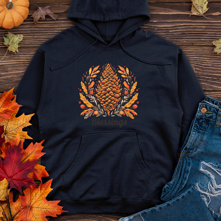 Herringbone Pinecone Blessings Midweight Hoodie