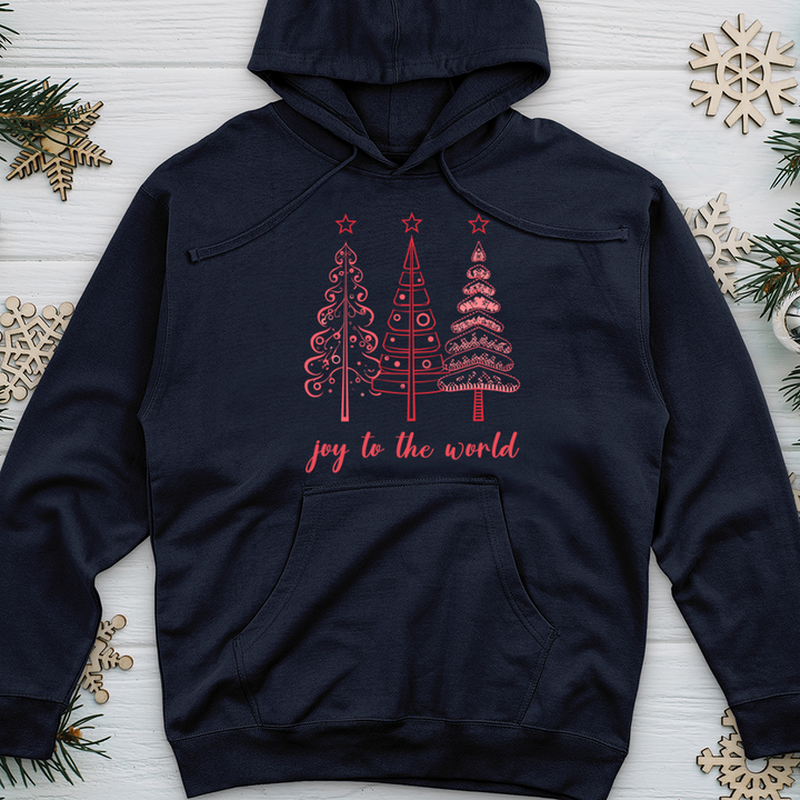 Joy To The World Pink Trees Midweight Hooded Sweatshirt