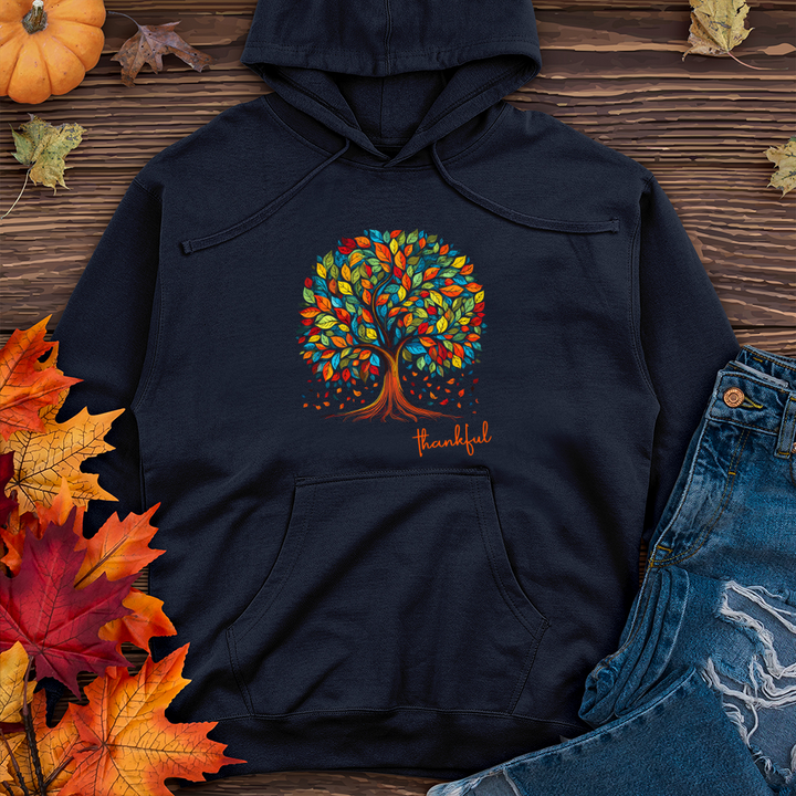 Vintage Floral Fall Tree Midweight Hooded Sweatshirt