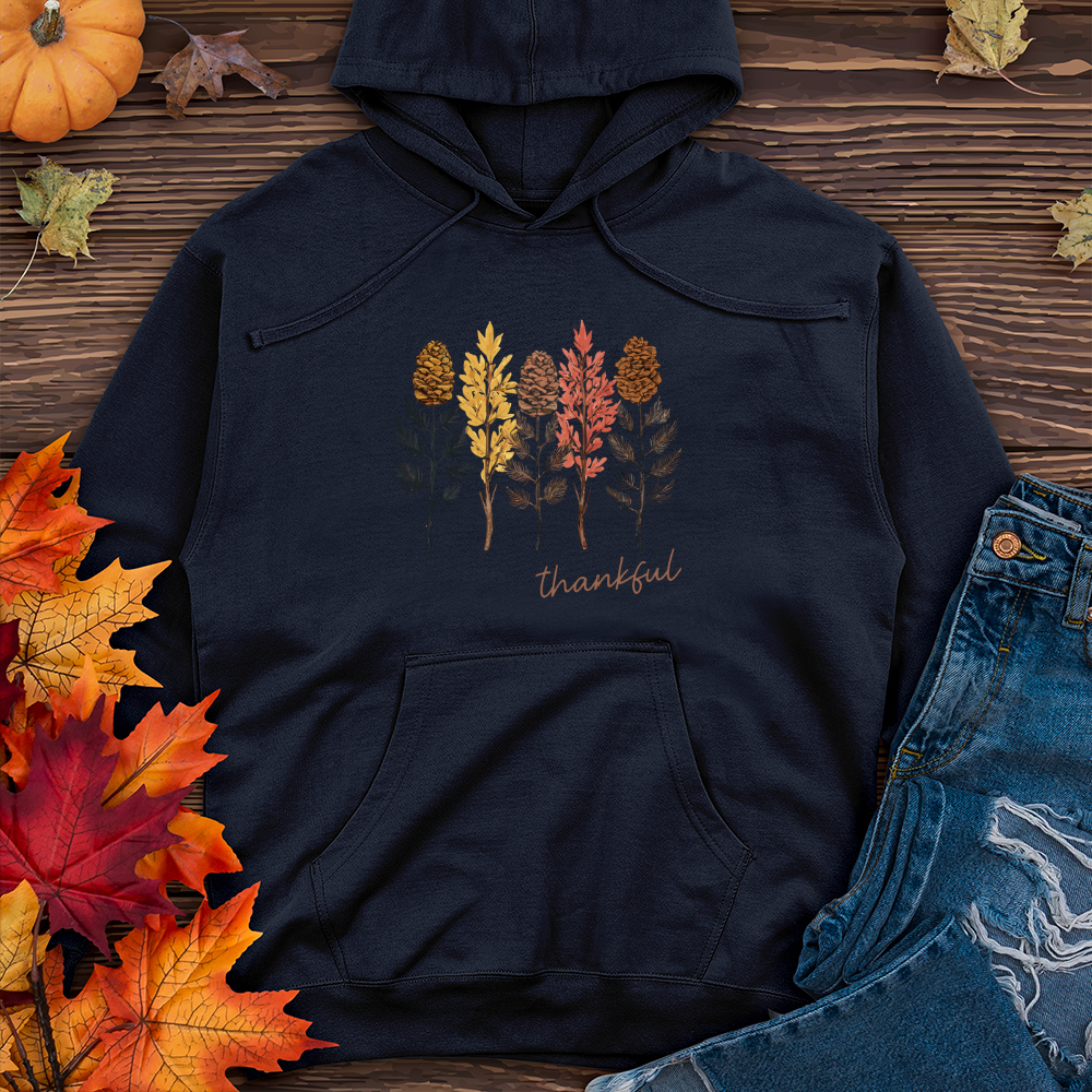 Cozy Autumn Trio Pine Trees Midweight Hooded Sweatshirt