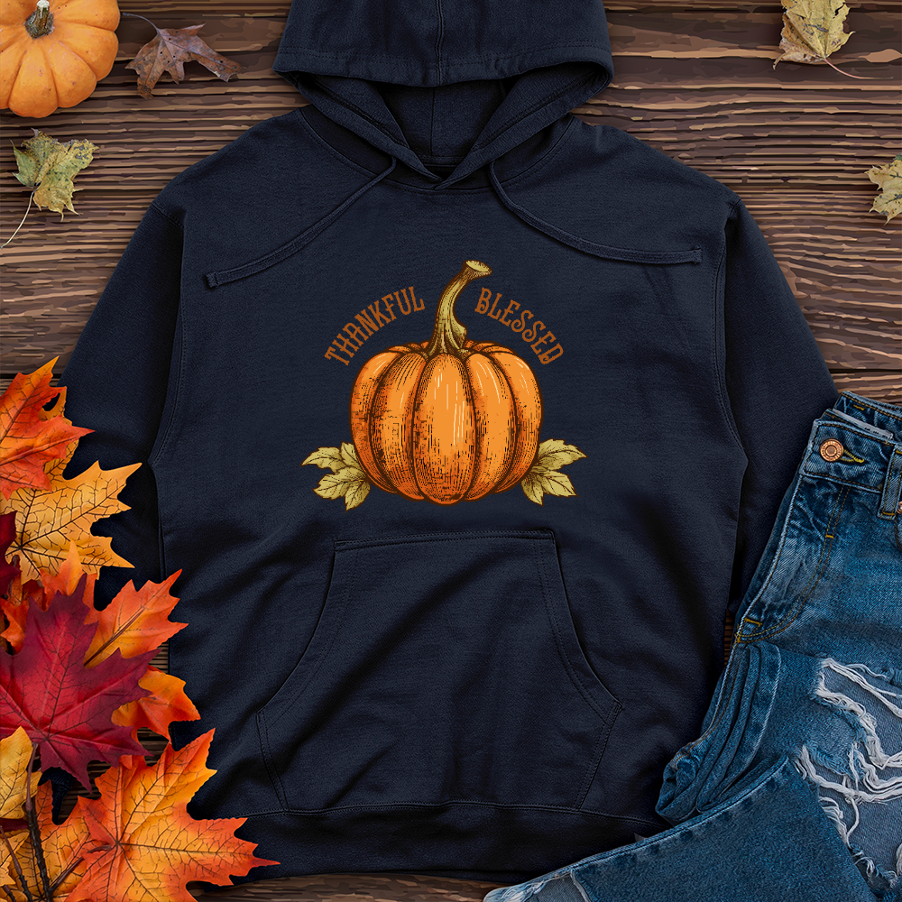 Thankful Blessed Pumpkin Midweight Hoodie