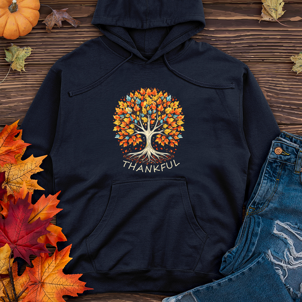 Vintage Kaleidoscope Fall Tree Midweight Hooded Sweatshirt