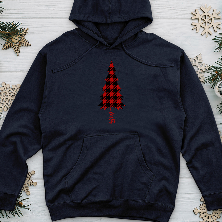 Faith Christmas Pattern Midweight Hooded Sweatshirt