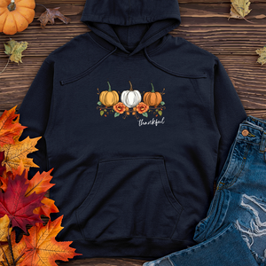 Vintage Cozy Floral Trio Pumpkins Midweight Hooded Sweatshirt