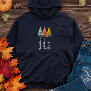 Retro Gratitude Trio Pine Trees Midweight Hooded Sweatshirt