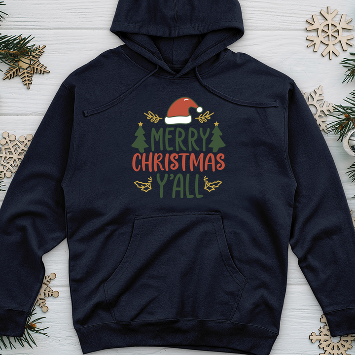 Merry Christmas Y’all Midweight Hooded Sweatshirt