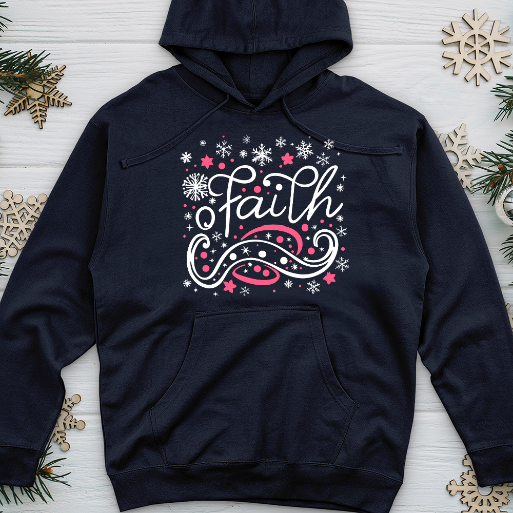 Faith Pink Snowflake Scene Midweight Hooded Sweatshirt