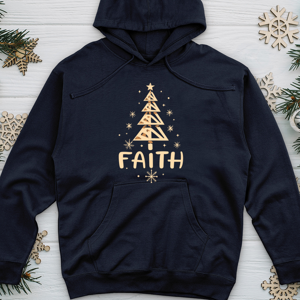 Faith Christmas Tree Midweight Hooded Sweatshirt