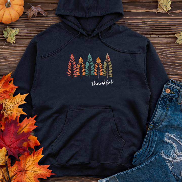 Retro Cozy Floral Trio Pine Trees Midweight Hooded Sweatshirt