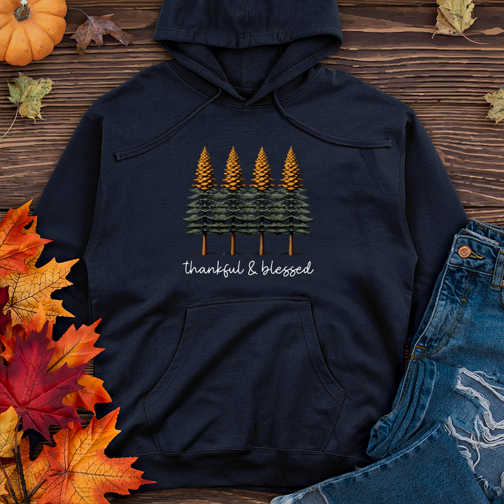 Classic Houndstooth Trio Pine Trees Midweight Hooded Sweatshirt