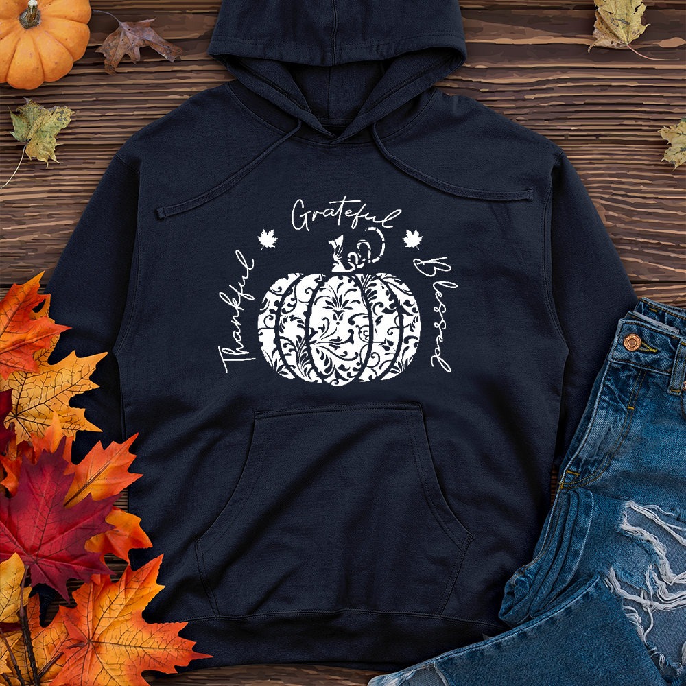 TGB White Floral Pumpkin Midweight Hoodie