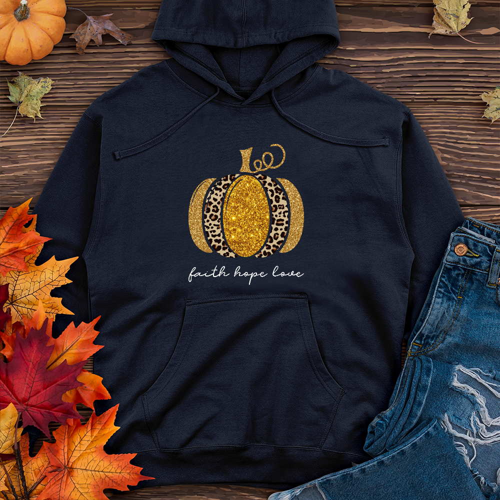 Faith Hope Love Leopard Pumpkin Midweight Hoodie