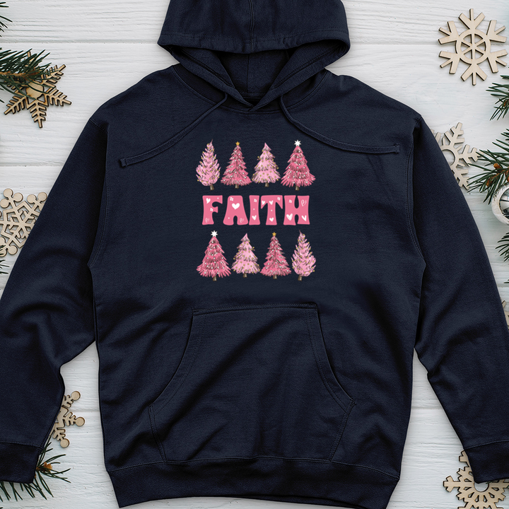 Pink Christmas Tree Midweight Hooded Sweatshirt