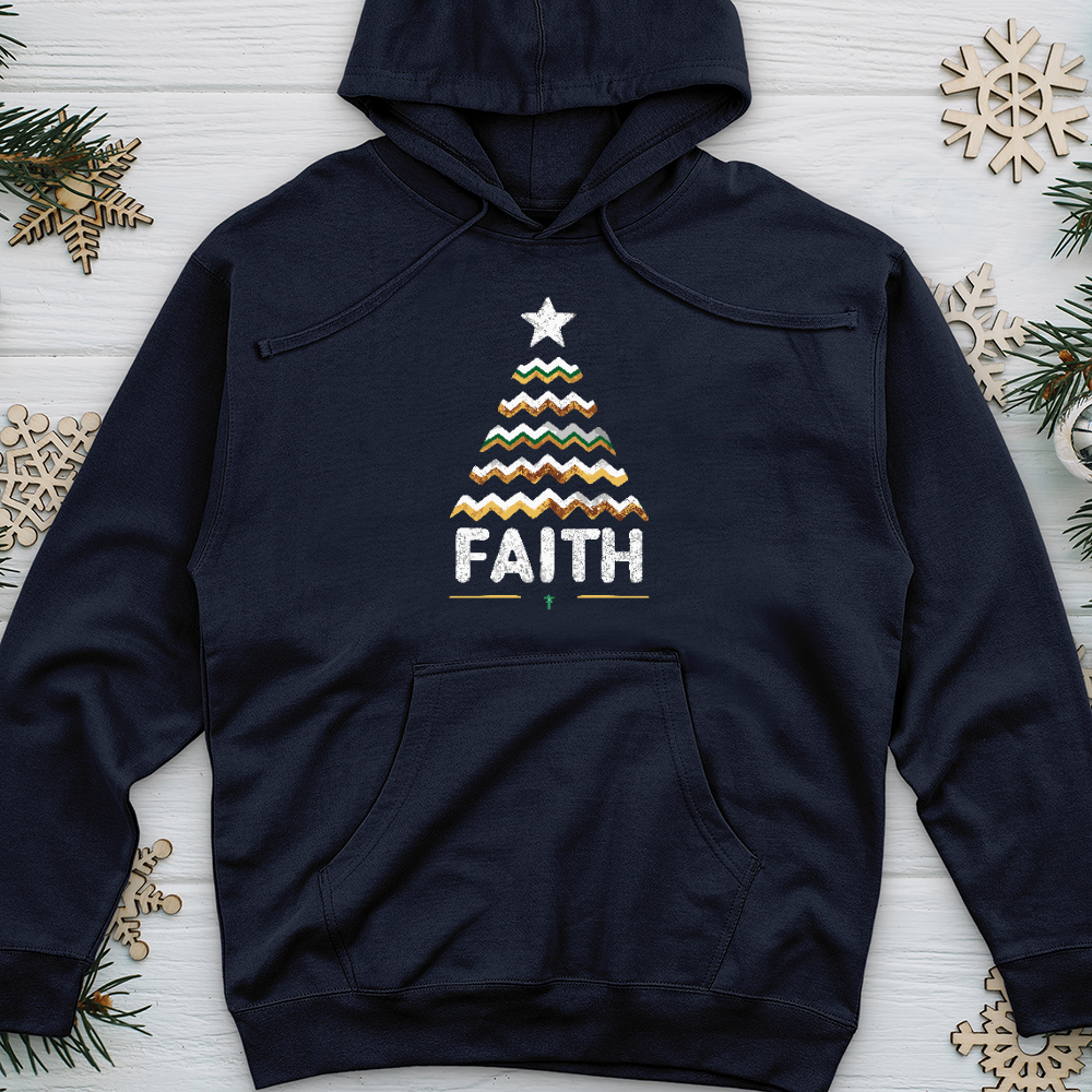 Faith Christmas Tree Midweight Hooded Sweatshirt