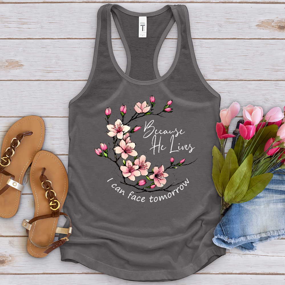 Because He Lives Pink Flowers Tank Top