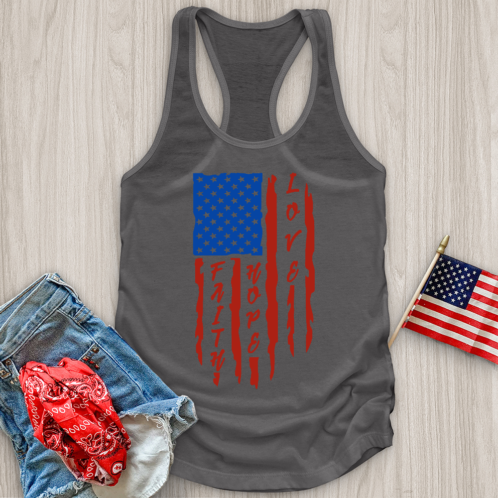 Faith Hope Love Flag Tank Top