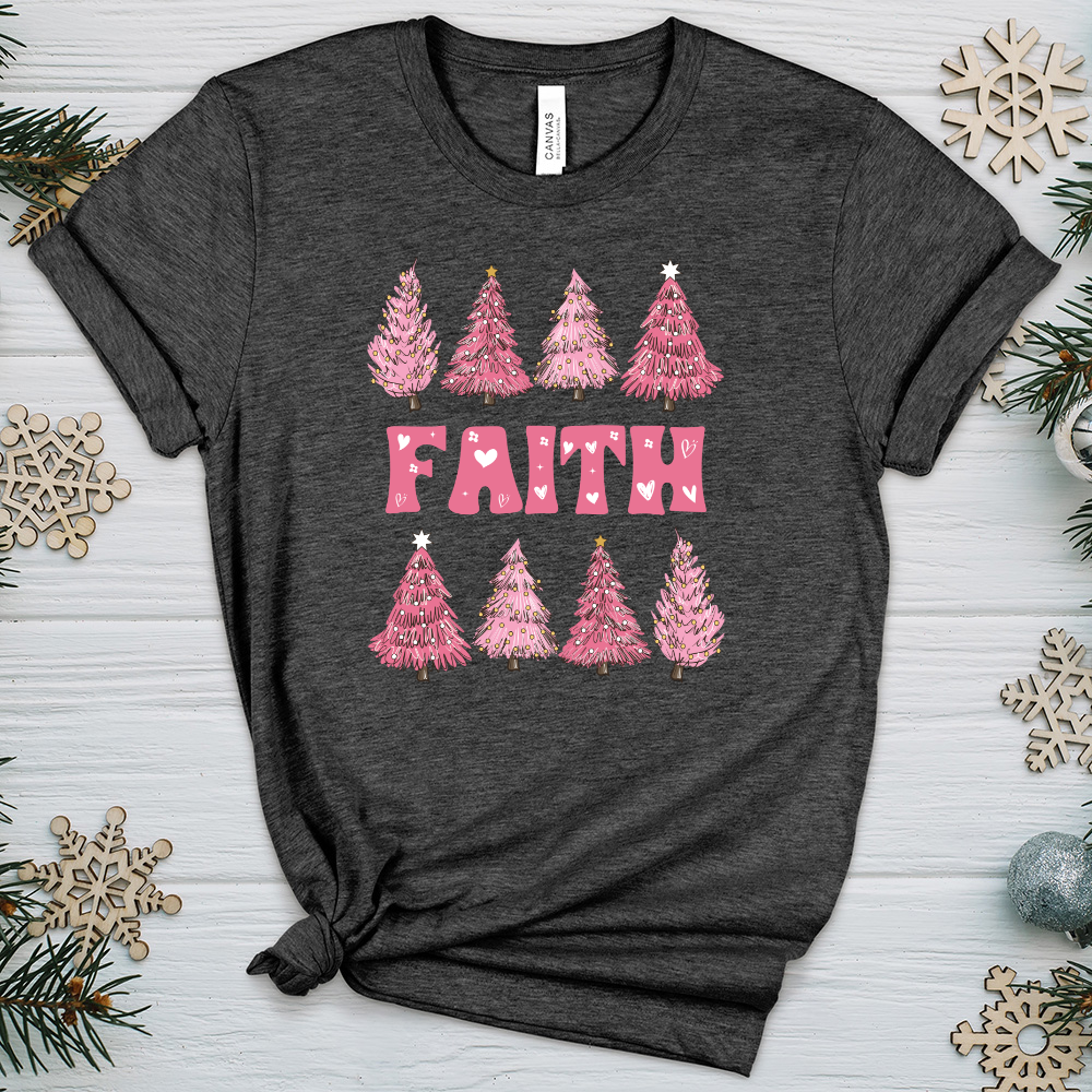 Pink Christmas Tree Heathered Tee