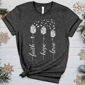 Faith Hope Love Pinecones Heathered Tee