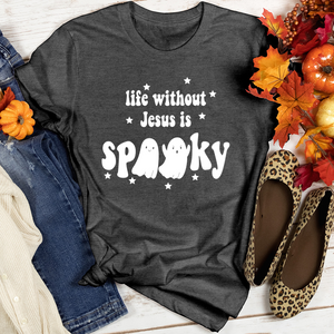 Life Without Jesus Is Spooky Heathered Tee