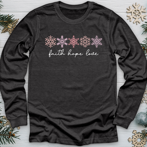 Faith Hope Love Snowflake Assortment Long Sleeve Tee