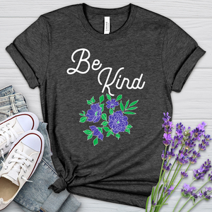 Be Kind Purple Flowers Heathered Tee