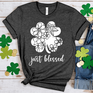 Just Blessed Shamrock Heathered Tee