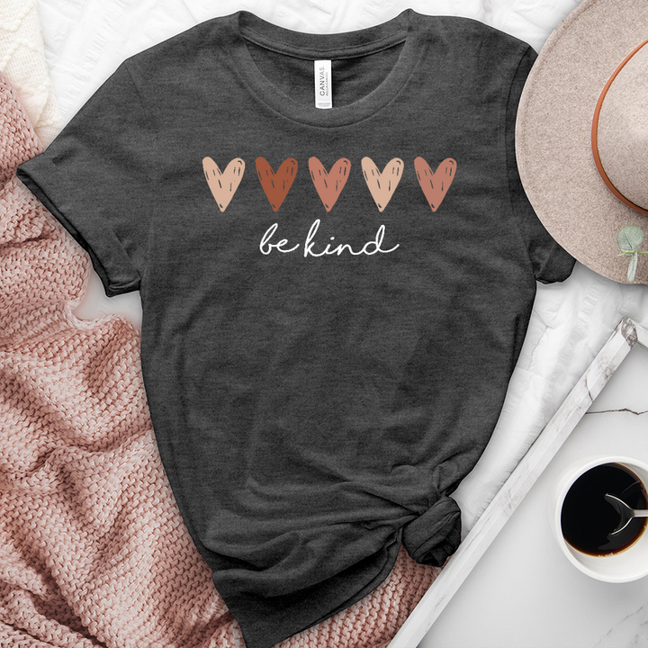 Be Kind Shaded Hearts Heathered Tee