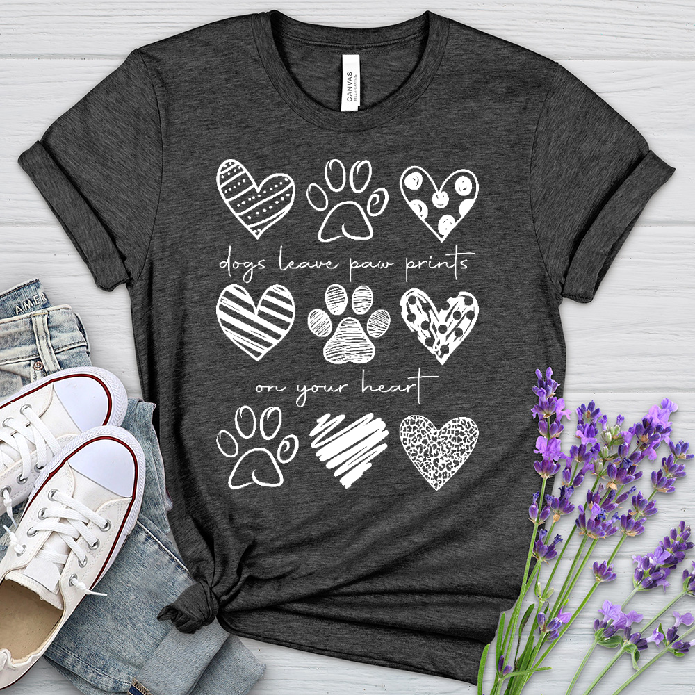 Dogs Leave Paw Prints Heathered Tee
