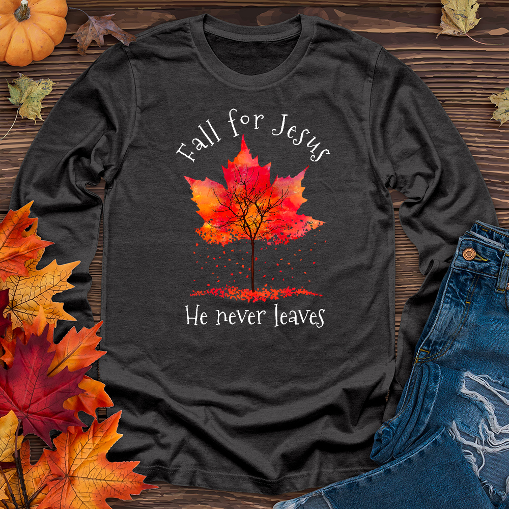 Watercolor Falling Leaves Long Sleeve Tee
