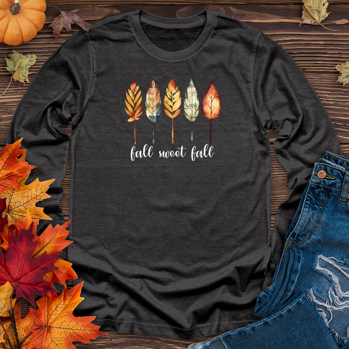 Vintage Cozy Leaves Watercolor Trio Long Sleeve Tee