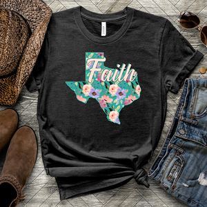 Texas Faith Flower Pattern Heathered Tee