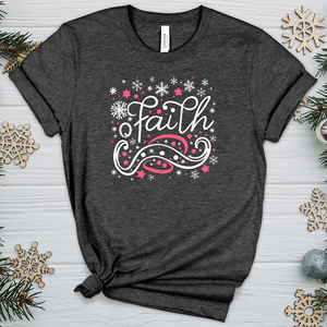 Faith Pink Snowflake Scene Heathered Tee