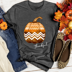 Thankful Gold Glitter Pumpkin Heathered Tee