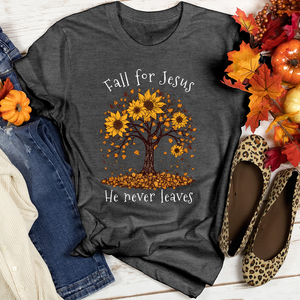 Sunflower Tree Falling Leaves Heathered Tee