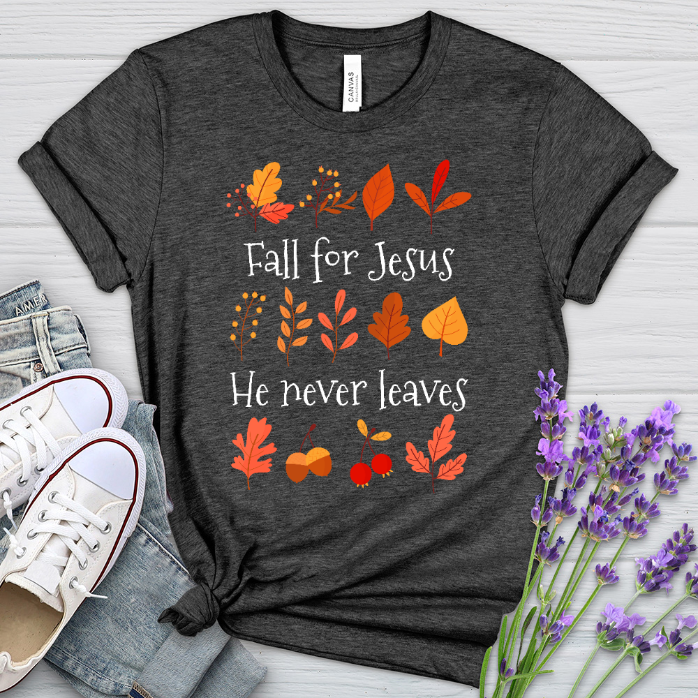 Fall For Jesus Leaf Patterns Heathered Tee