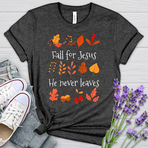 Fall For Jesus Leaf Patterns Heathered Tee