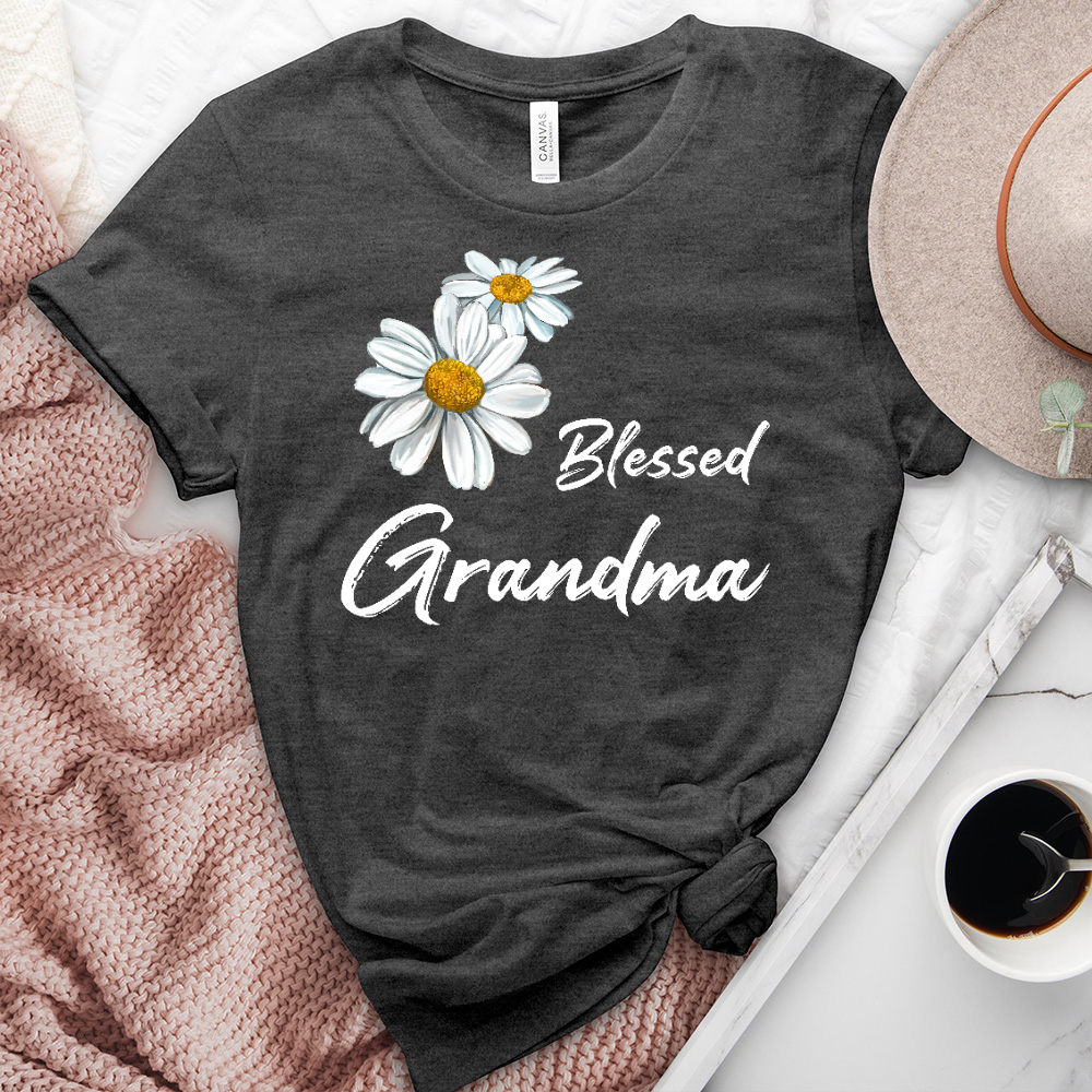 Blessed Grandma Daisy Heathered Tee