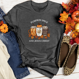 Vintage Pumpkin Spice Trio Coffee Cups Heathered Tee