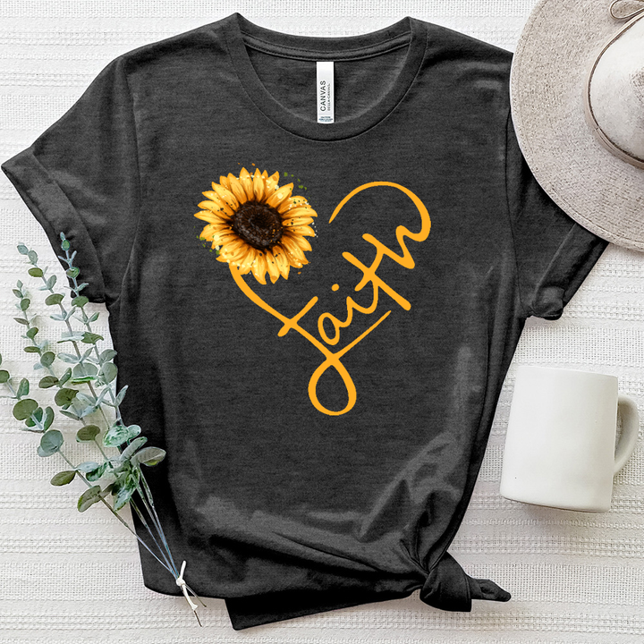Faith Heart Sunflower Heathered Tee