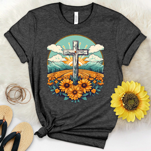 Sunflower Cross Scene Heathered Tee