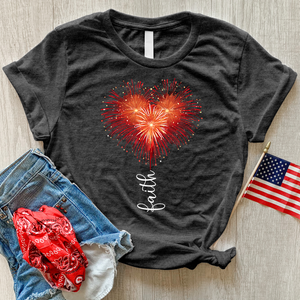 Fireworks Heart Heathered Tee