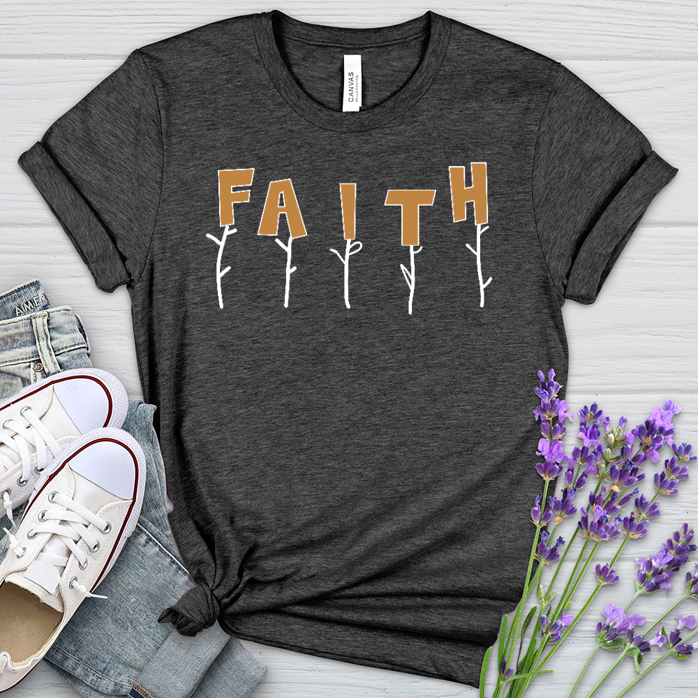 Faith Flower Stem Words Heathered Tee