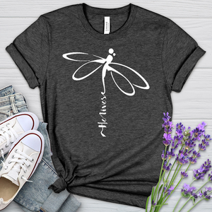 He Lives Dragonfly White Heathered Tee