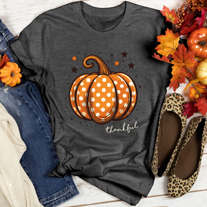 Thankful Dotted Pumpkin Heathered Tee