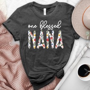 One Blessed Nana White Heathered Tee