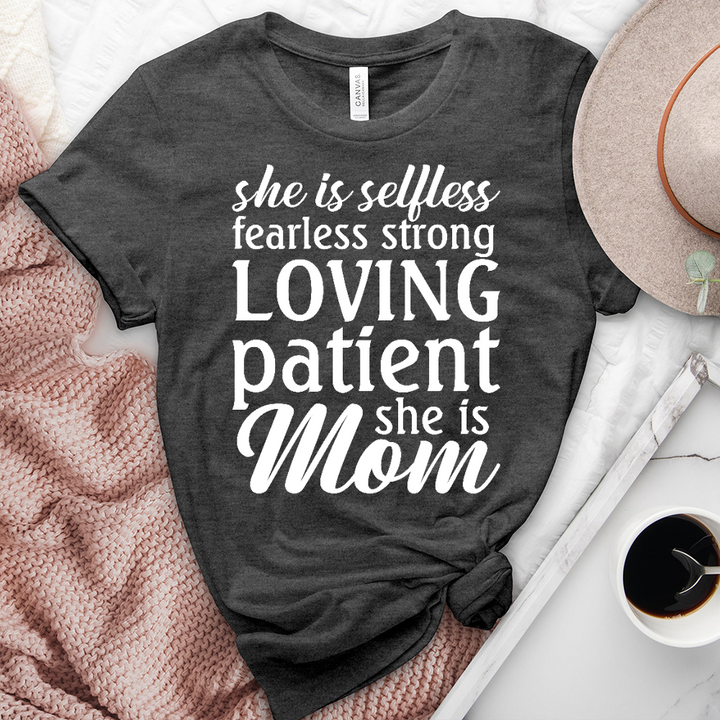 She Is Mom Attributes Heathered Tee
