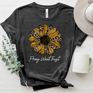 Pray Wait Trust Leopard Flower Heathered Tee