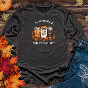 Vintage Pumpkin Spice Trio Coffee Cups Long Sleeve Tee