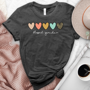 Blessed Grandma Assorted Hearts Heathered Tee