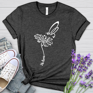 He Lives Bee Flower Heathered Tee